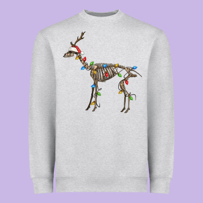 Christmas Deer Skeleton Heavyweight Sweatshirt Designed By Fadigitalartstudio