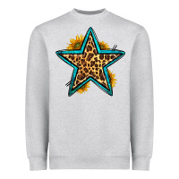 Heather Grey western leopard star Heavyweight Sweatshirt - HRA Design Shop