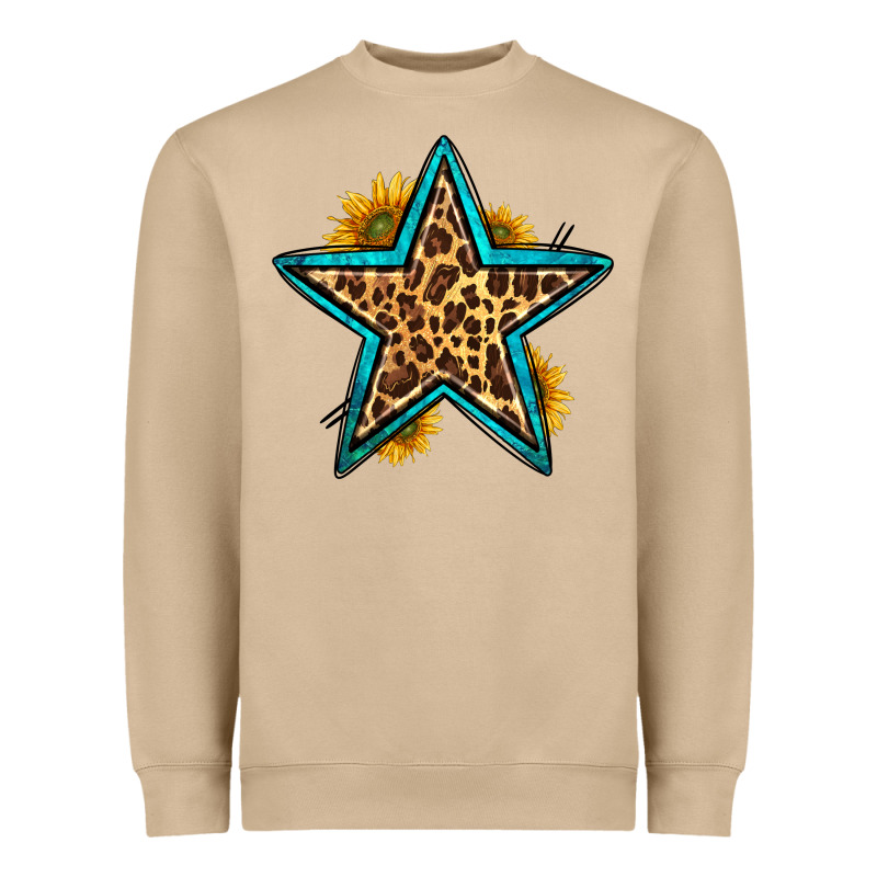 Western Leopard Star Heavyweight Sweatshirt by HRA Design Shop | Teevron