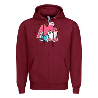 Burgundy nurse hearts Zipper Hoodie - MaliasSmallBusiness