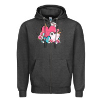 Charcoal Heather nurse hearts Zipper Hoodie - MaliasSmallBusiness
