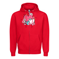Red nurse hearts Zipper Hoodie - MaliasSmallBusiness