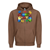 Chestnut autism awareness video game controller Zipper Hoodie - MaliasSmallBusiness