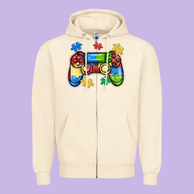Autism Awareness Video Game Controller Zipper Hoodie Designed By Maliassmallbusiness