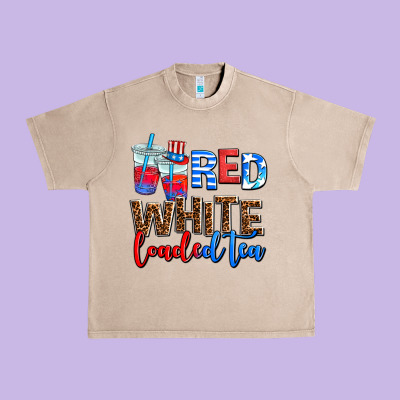 Red Whıte Loaded Tea Urban Heavy Tee Designed By Adodesignshop
