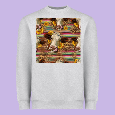 Western Hereford Cattle Seamless Pattern Heavyweight Sweatshirt Designed By Hra Design Shop