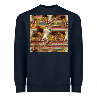 Navy western hereford cattle seamless pattern Heavyweight Sweatshirt - HRA Design Shop