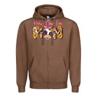 Chestnut holy cow i'm mom Zipper Hoodie - MaliasSmallBusiness