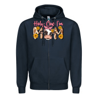 Navy holy cow i'm mom Zipper Hoodie - MaliasSmallBusiness