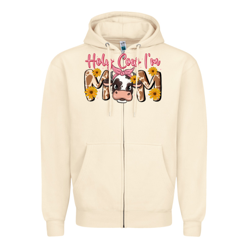 Holy Cow I'm Mom Zipper Hoodie by MaliasSmallBusiness | Teevron