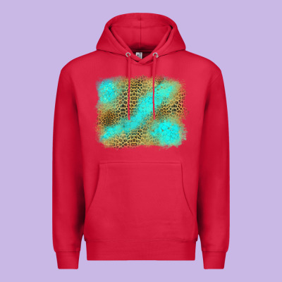 Leopard Turquoise Background Premium Hoodie Designed By Jasminsmagicworld