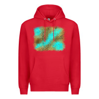 Red leopard turquoise background Premium Hoodie - Jasminsmagicworld
