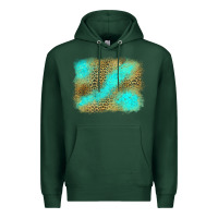 Sports Green leopard turquoise background Premium Hoodie - Jasminsmagicworld