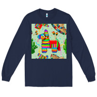Navy pinata seamless pattern Long Sleeve Tee - BundleAndBundleShop