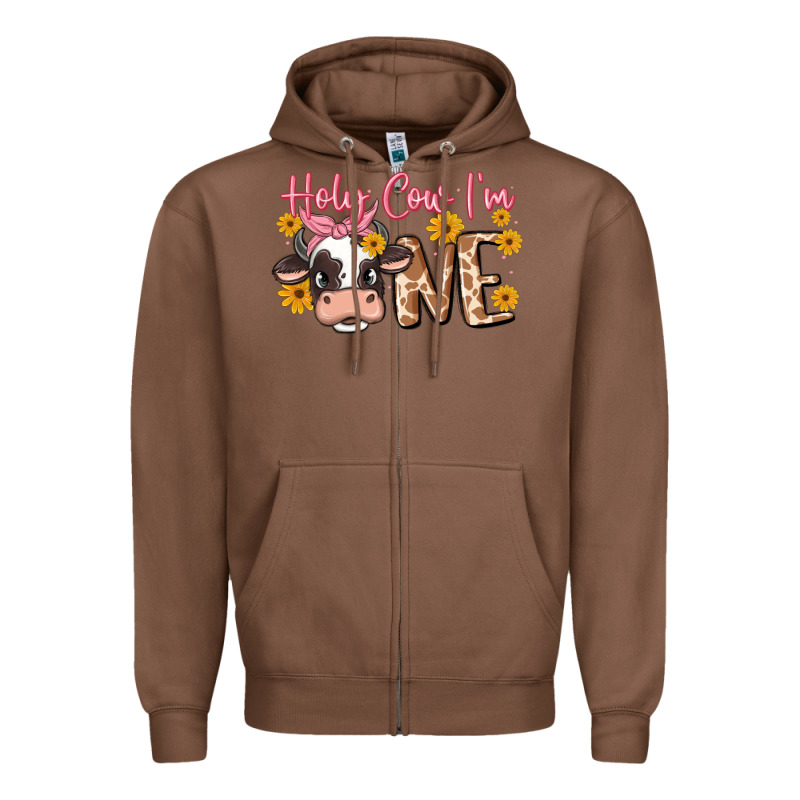 Holy Cow I'm One Zipper Hoodie by MaliasSmallBusiness | Teevron