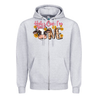 Heather Grey holy cow i'm one Zipper Hoodie - MaliasSmallBusiness