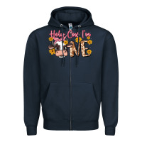 Navy holy cow i'm one Zipper Hoodie - MaliasSmallBusiness