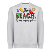 Heather Grey the beach is my happy place Heavyweight Sweatshirt - CowhideDigitalArt