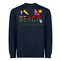 Navy the beach is my happy place Heavyweight Sweatshirt - CowhideDigitalArt