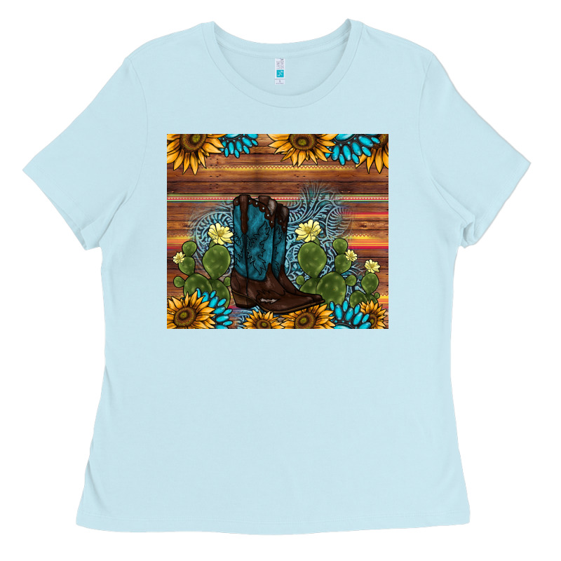 Boot Cactus Sunflower Gemstone Ladies Tee by AdoDesignShop | Teevron