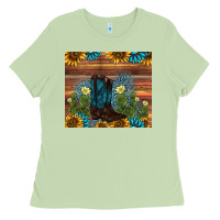 Matcha boot cactus sunflower gemstone Ladies Tee - AdoDesignShop