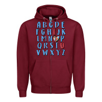 Burgundy alphabet autism awareness Zipper Hoodie - MaliasSmallBusiness