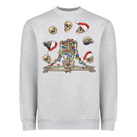 Heather Grey christmas human skeleton and skulls Heavyweight Sweatshirt - FaDigitalArtStudio