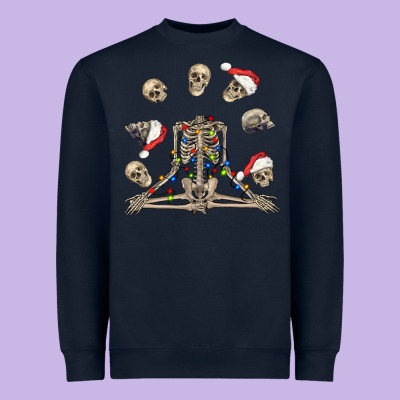 Christmas Human Skeleton And Skulls Heavyweight Sweatshirt Designed By Fadigitalartstudio