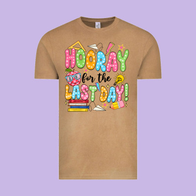 Hooray For The Last Day Black Vintage Tee Designed By Jahusdesignshop