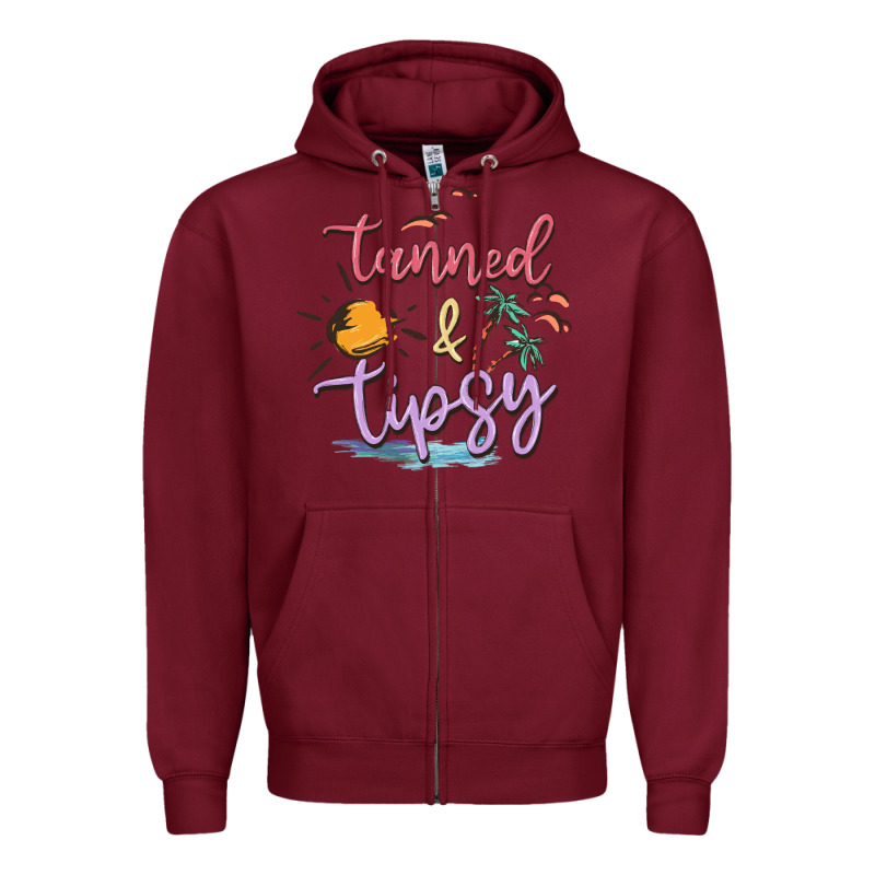 Tanned And Tipsy Zipper Hoodie by MaliasSmallBusiness | Teevron