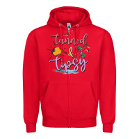 Red tanned and tipsy Zipper Hoodie - MaliasSmallBusiness
