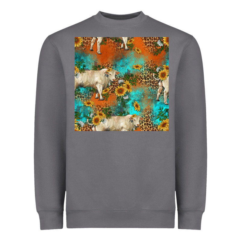 Western Charolais Cow Seamless Pattern Heavyweight Sweatshirt by HRA Design Shop | Teevron