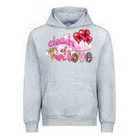 Heather Grey Clouds of love with balloons Valentine's Day Urban Hoodie - HowdyJamesFarm