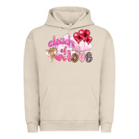 Pigment French Oak Clouds of love with balloons Valentine's Day Urban Hoodie - HowdyJamesFarm