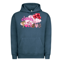 Pigment Midnight Navy Clouds of love with balloons Valentine's Day Urban Hoodie - HowdyJamesFarm