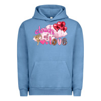 Pigment Pebble Blue Clouds of love with balloons Valentine's Day Urban Hoodie - HowdyJamesFarm