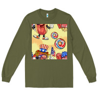 Army Green patriotic hotdog ice cream donat Long Sleeve Tee - BundleAndBundleShop