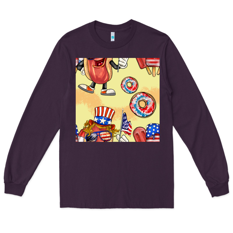 Patriotic Hotdog Ice Cream Donat Long Sleeve Tee by BundleAndBundleShop | Teevron