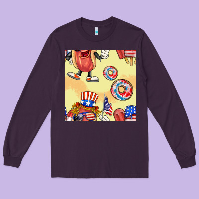 Patriotic Hotdog Ice Cream Donat Long Sleeve Tee Designed By Bundleandbundleshop