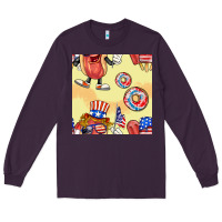 Plum patriotic hotdog ice cream donat Long Sleeve Tee - BundleAndBundleShop