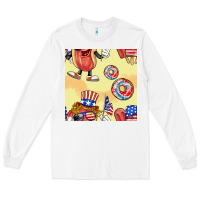 White patriotic hotdog ice cream donat Long Sleeve Tee - BundleAndBundleShop
