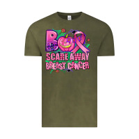 Vintage Olive halloween boo with cancer ribbon breast cancer sca Vintage Tee - AdoDesignShop