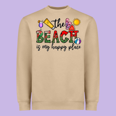 The Beach Is My Happy Place Heavyweight Sweatshirt Designed By Cowhidedigitalart