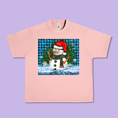 Snowy Christmas Snowman Urban Heavy Tee Designed By Barkaloodesign