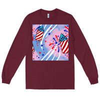 Burgundy patriotic fireworks Long Sleeve Tee - BundleAndBundleShop