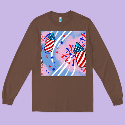 Patriotic Fireworks Long Sleeve Tee Designed By Bundleandbundleshop