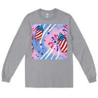 Heather Grey patriotic fireworks Long Sleeve Tee - BundleAndBundleShop