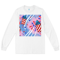 White patriotic fireworks Long Sleeve Tee - BundleAndBundleShop