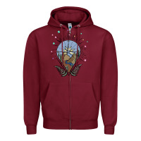 Burgundy compass with mountain Zipper Hoodie - MaliasSmallBusiness