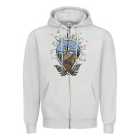 Dove Grey compass with mountain Zipper Hoodie - MaliasSmallBusiness